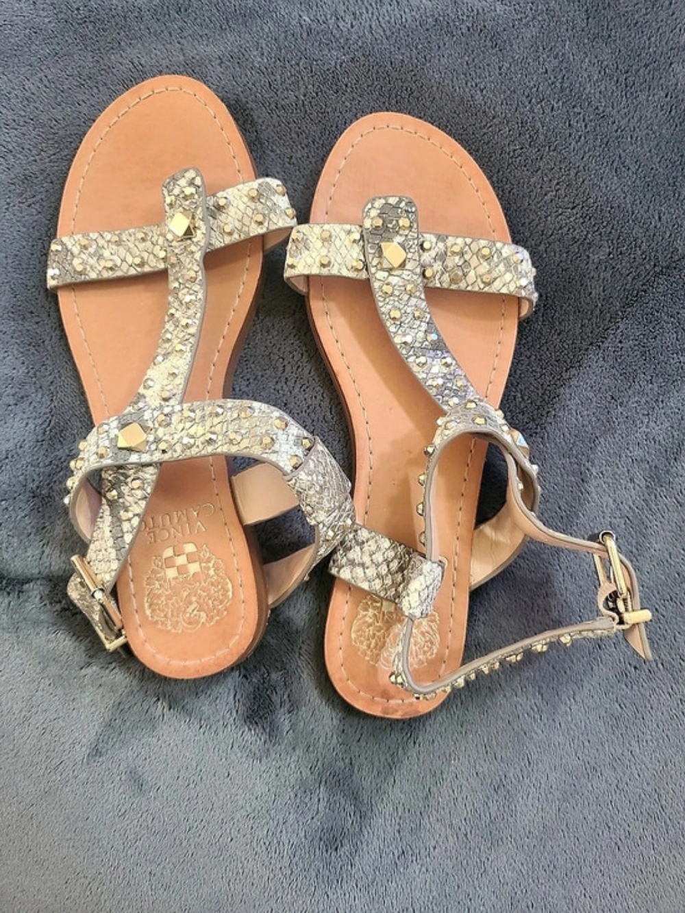 Vince Camuto Embellished Animal Print Sandals